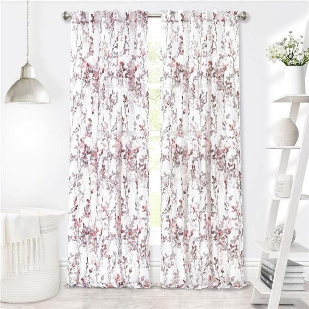 52 x 63 in. Misty Back Tab Window Curtain Panel, Blush